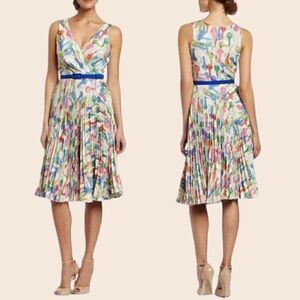 Anthropologie Eva Franco Multicolor Rainbow Key Print Midi Dress Size 2